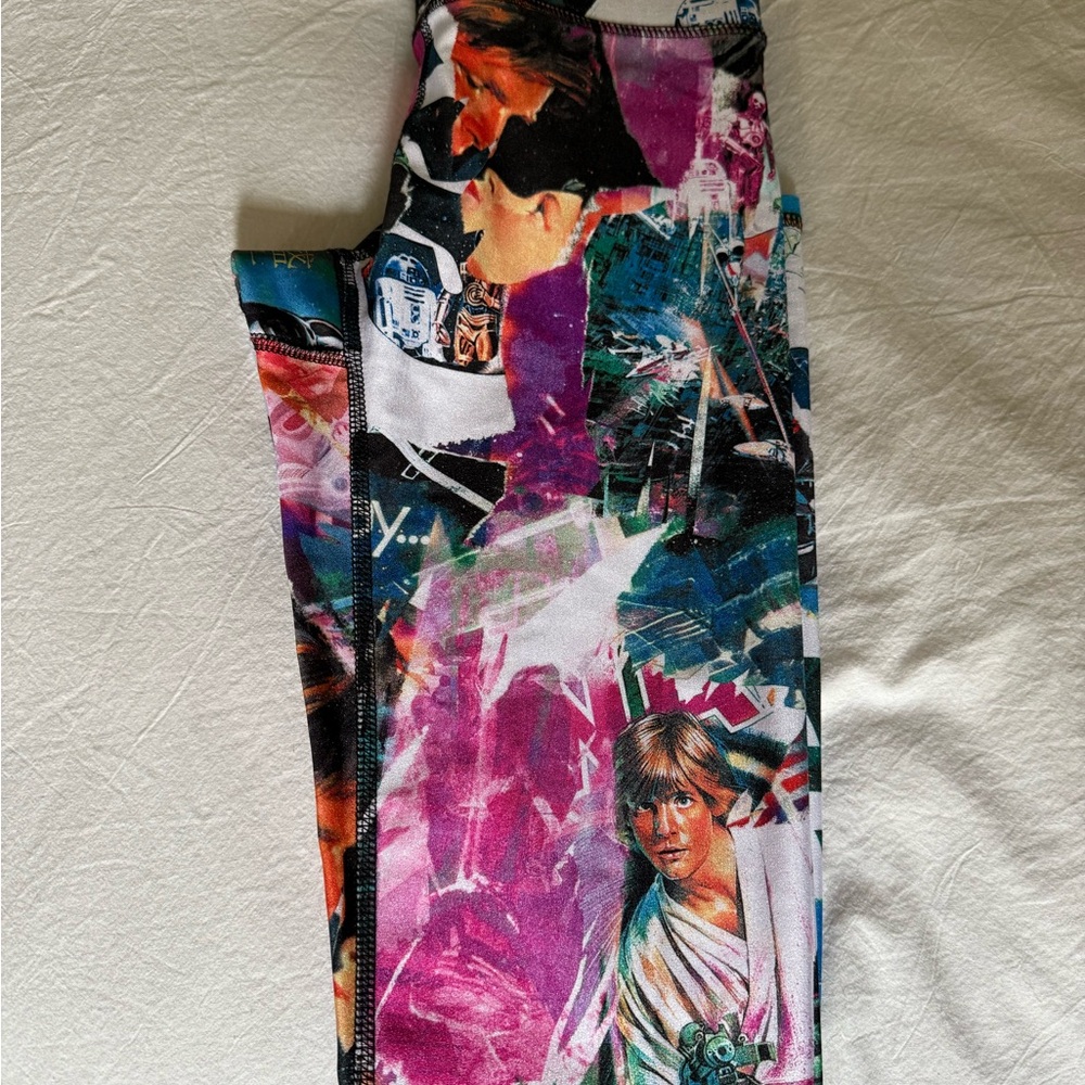 Terez Star Wars Artistic Pink and Blue Leggings